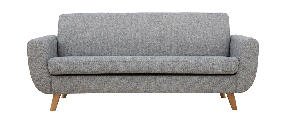 Canap� scandinave 3 places gris clair et bois PURE