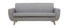 Canap&eacute; scandinave 3 places gris clair et bois PURE