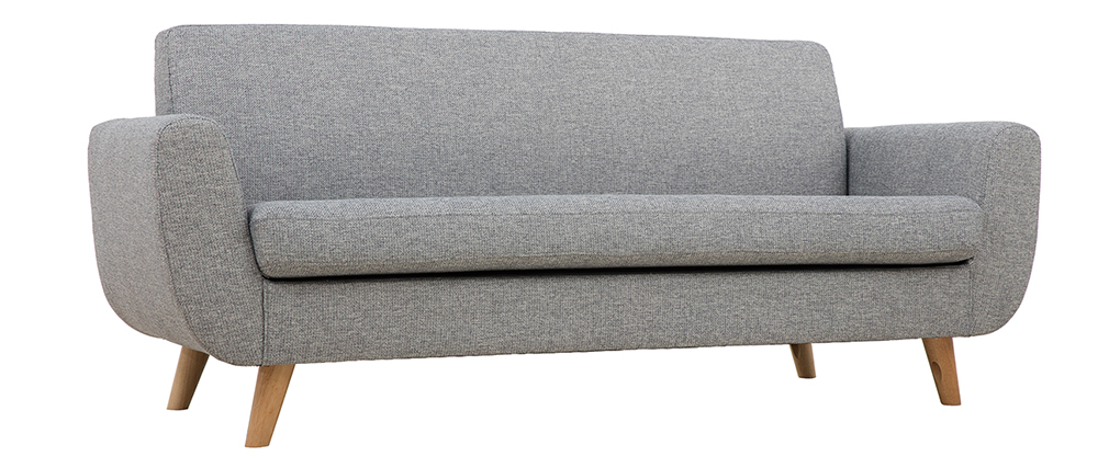 Canap� scandinave 3 places gris clair et bois PURE