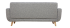 Canap&eacute; scandinave 3 places gris clair et bois PURE