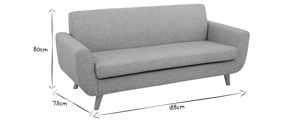 Canap� scandinave 3 places gris clair et bois PURE