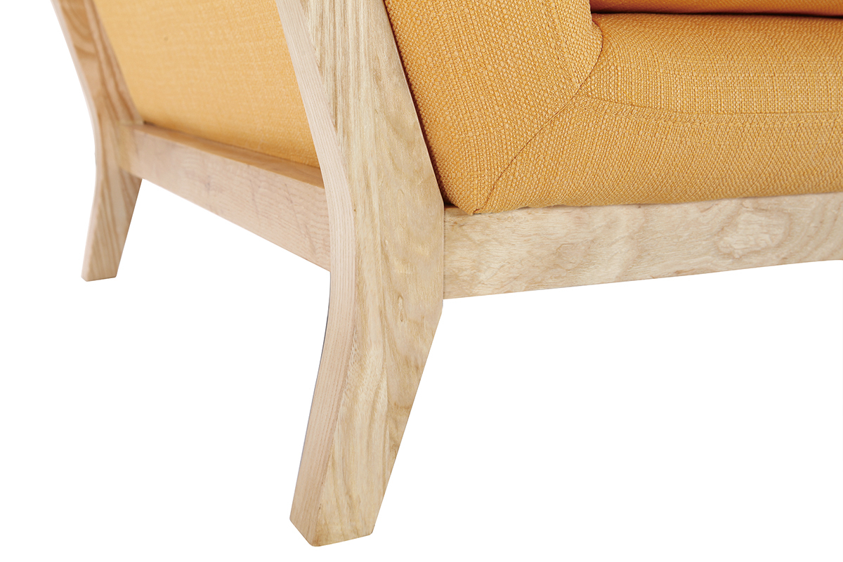 Canap� scandinave 3 places jaune pieds bois YOKO