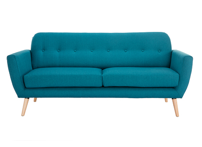 Canap&eacute; scandinave 3 places tissu bleu canard KYNO