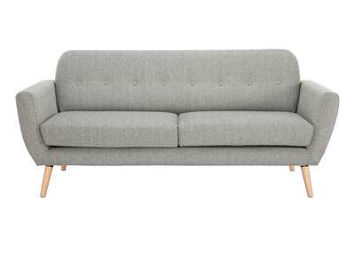 Canap&eacute; scandinave 3 places tissu gris clair KYNO