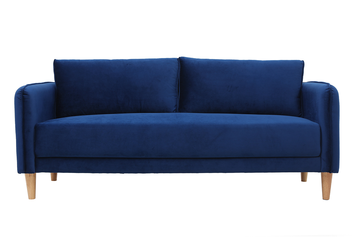 Canap� scandinave 3 places velours bleu KURT