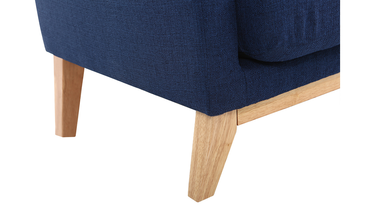 Canap scandinave dhoussable 2 places en tissu bleu fonc et bois clair OSLO