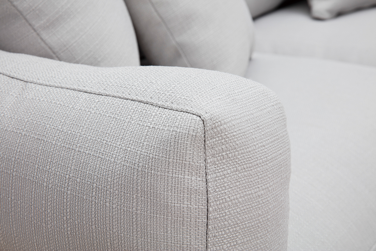 Canap scandinave dhoussable 3 places en tissu gris clair et bois clair KYO