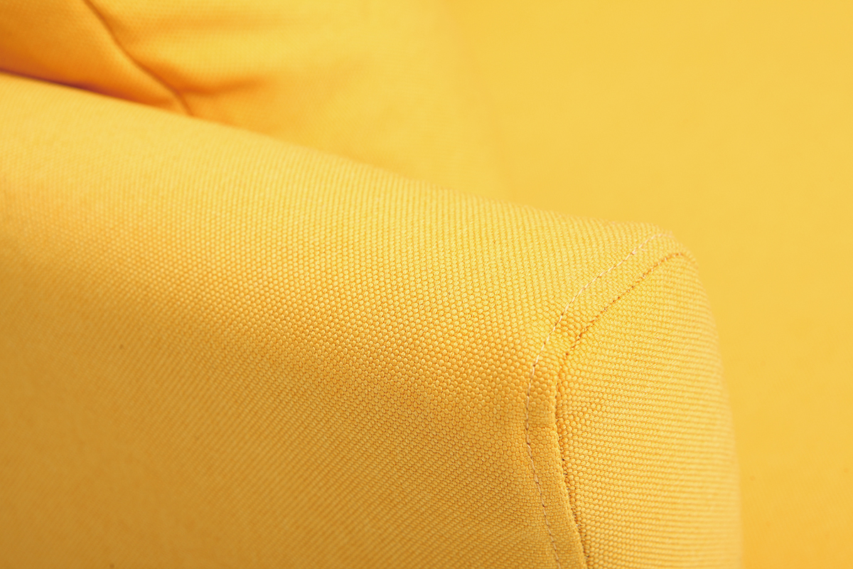 Canap� scandinave d�houssable 3 places en tissu jaune et bois clair OSLO