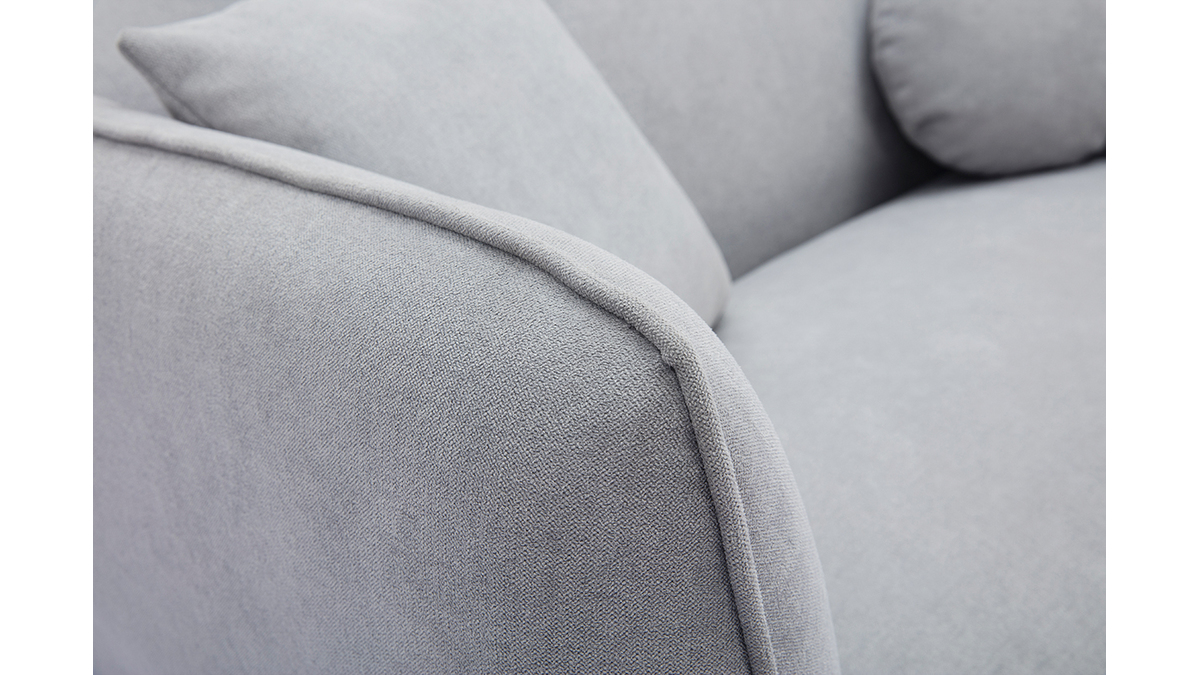 Canapé scandinave en tissu effet velours gris clair 2 places FOLK