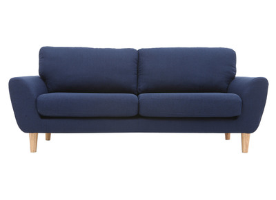 Canap&eacute; scandinave tissu bleu fonc&eacute; 3 places ALICE