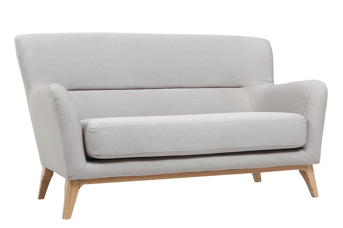 Canap vintage 2 places gris clair MARKUS