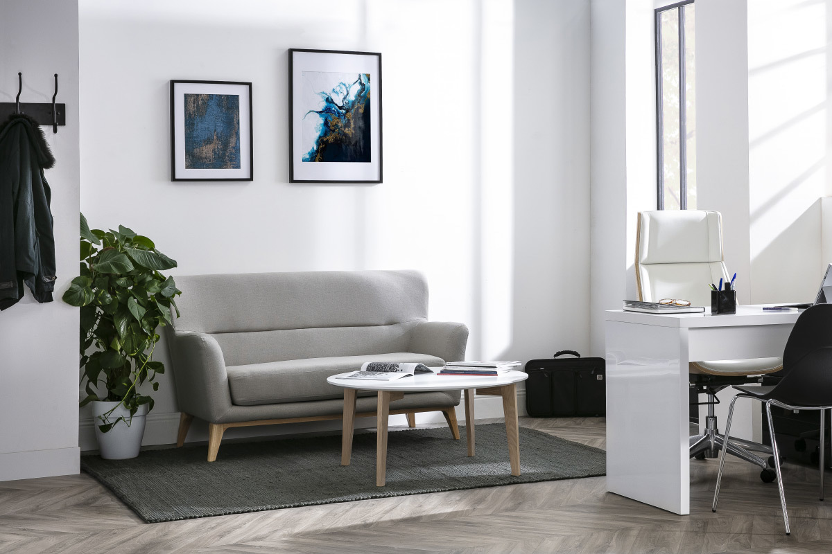 Canap vintage 2 places gris clair MARKUS