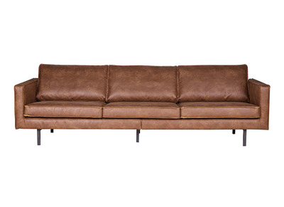 Canap&eacute; vintage cuir camel 4 places ASPEN - cuir reconstitu&eacute;