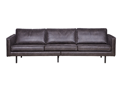 Canap&eacute; vintage cuir noir 4 places ASPEN - cuir reconstitu&eacute;