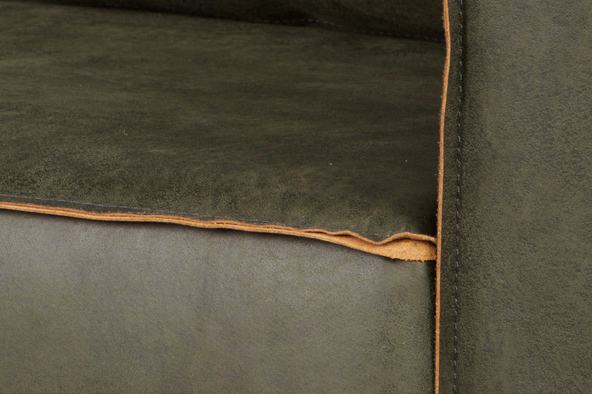 Canap� vintage cuir vert 4 places ASPEN - cuir de vache reconstitu�