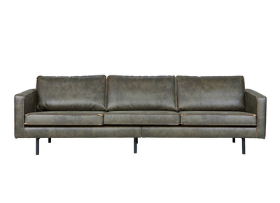 Canap&eacute; vintage cuir vert 4 places ASPEN - cuir reconstitu&eacute;
