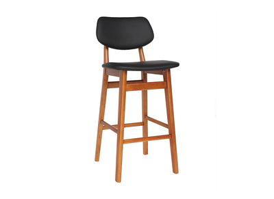 Chaise de bar design bois de noyer et noir 65 cm NORDECO - Chaise de bar design bois de noyer et noir 65 cm NORDECO