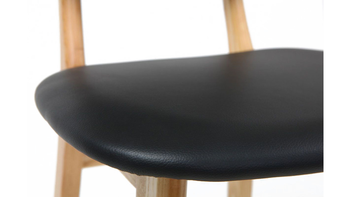 Chaise de bar design noir et bois naturel 65 cm NORDECO