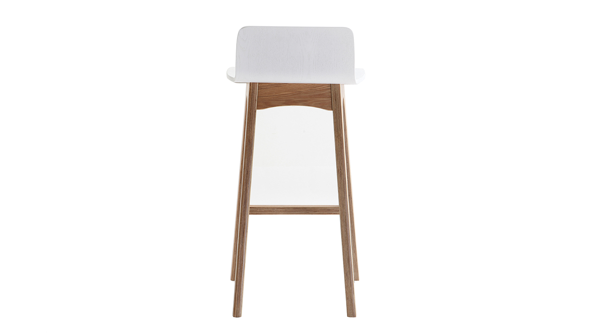 Chaise de bar scandinave bois et blanc H65 cm BALTIK