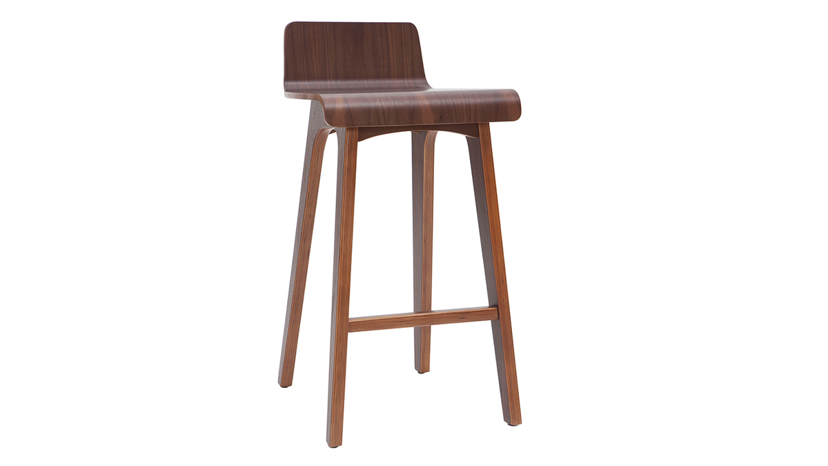 Chaise de bar scandinave bois fonc H65 cm BALTIK