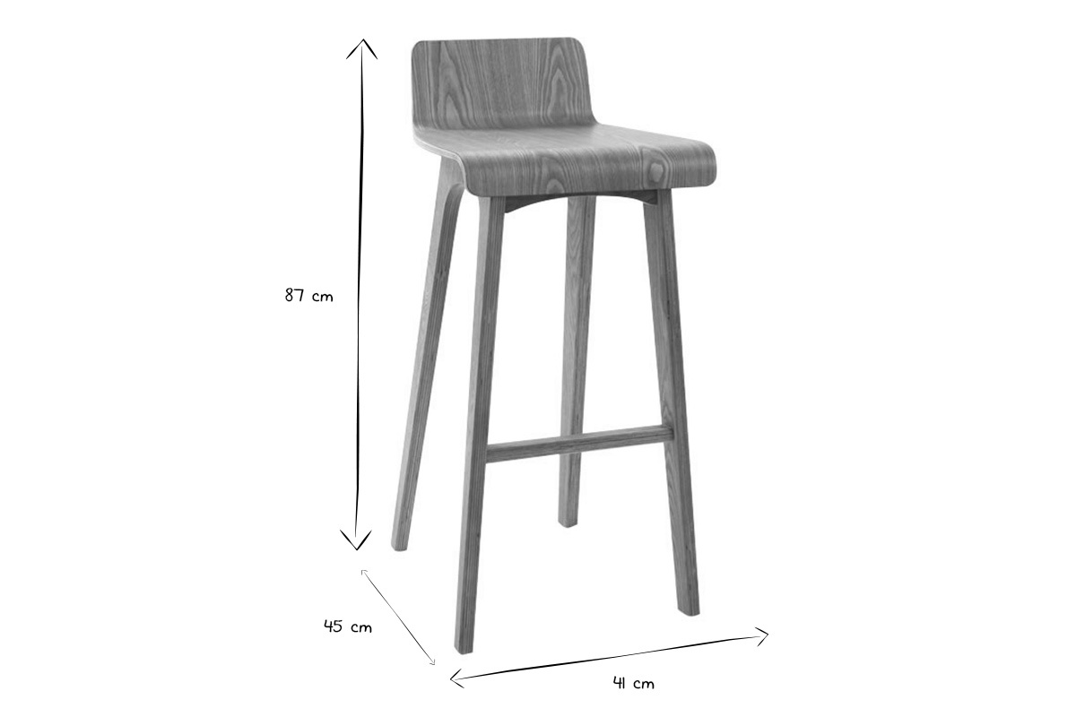 Chaise de bar scandinave en bois clair  BALTIK