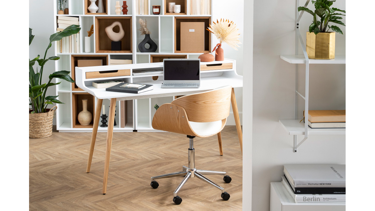 Bureau en L/angle au style industriel métal et bois sombre