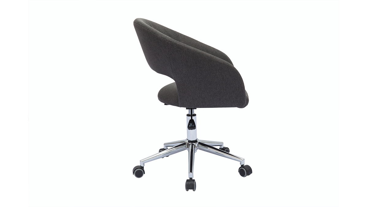 Chaise de bureau  roulettes design en tissu gris anthracite et acier chrom YLA