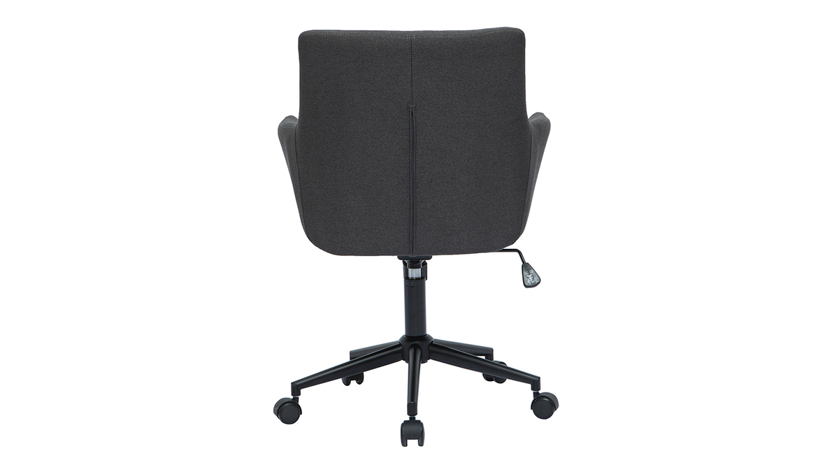 Chaise de bureau  roulettes design en tissu gris anthracite et mtal noir CARLIE