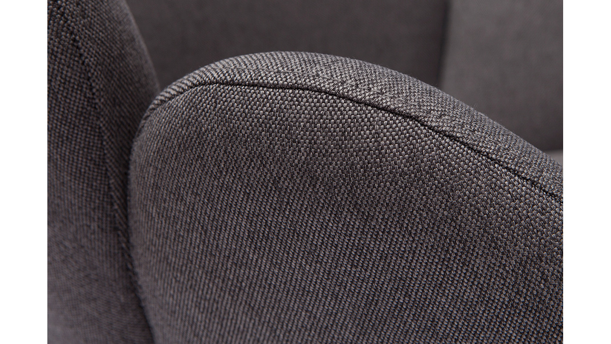 Chaise de bureau  roulettes design en tissu gris fonc et mtal noir RHAPSODY
