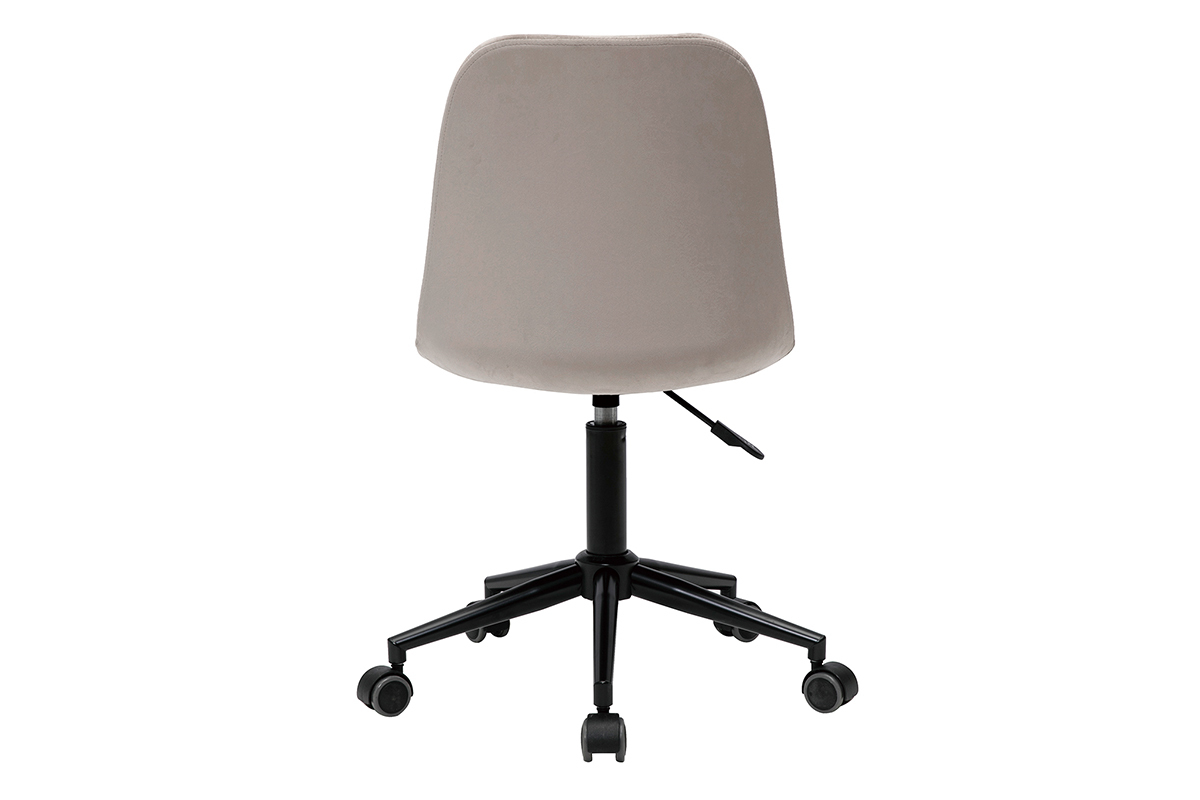 Chaise de bureau  roulettes design en tissu velours taupe et mtal noir FUSE