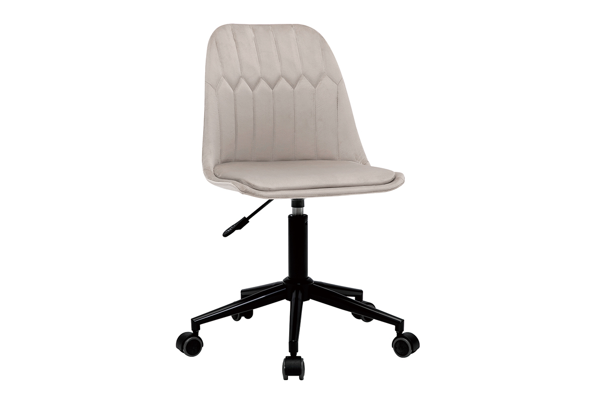 Chaise de bureau  roulettes design en tissu velours taupe et mtal noir FUSE
