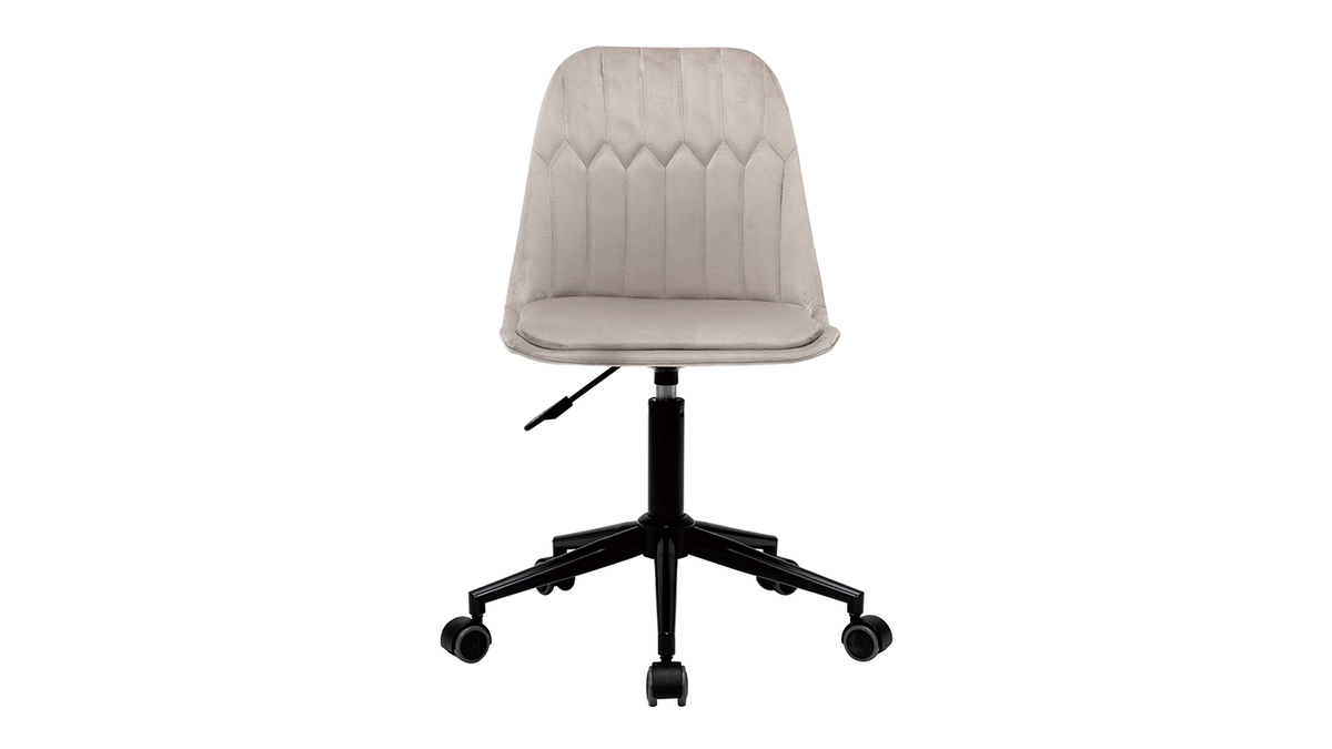 Chaise de bureau  roulettes design en tissu velours taupe et mtal noir FUSE