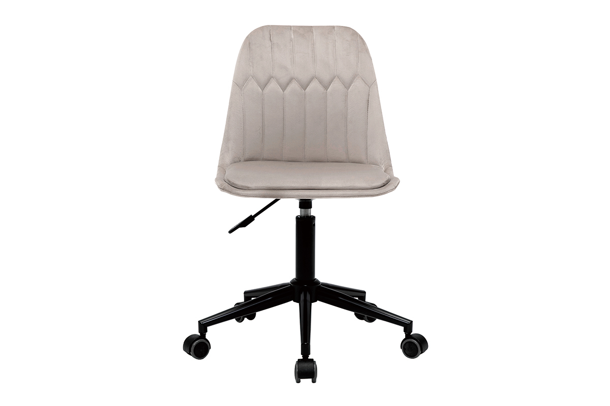 Chaise de bureau  roulettes design en tissu velours taupe et mtal noir FUSE