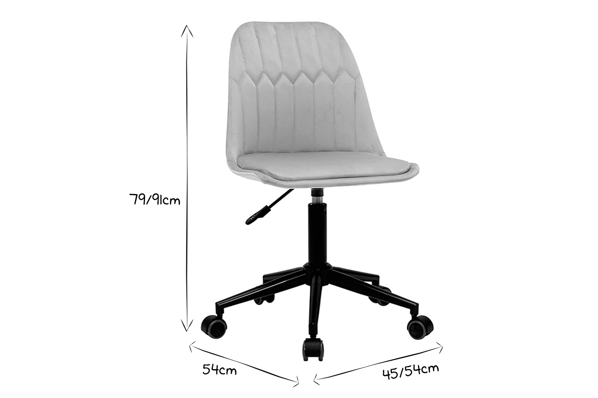 Chaise de bureau  roulettes design en tissu velours taupe et mtal noir FUSE
