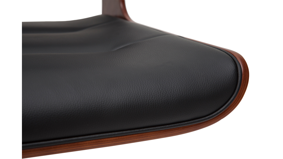 Chaise de bureau  roulettes design noir, bois fonc noyer et mtal noir ARAMON