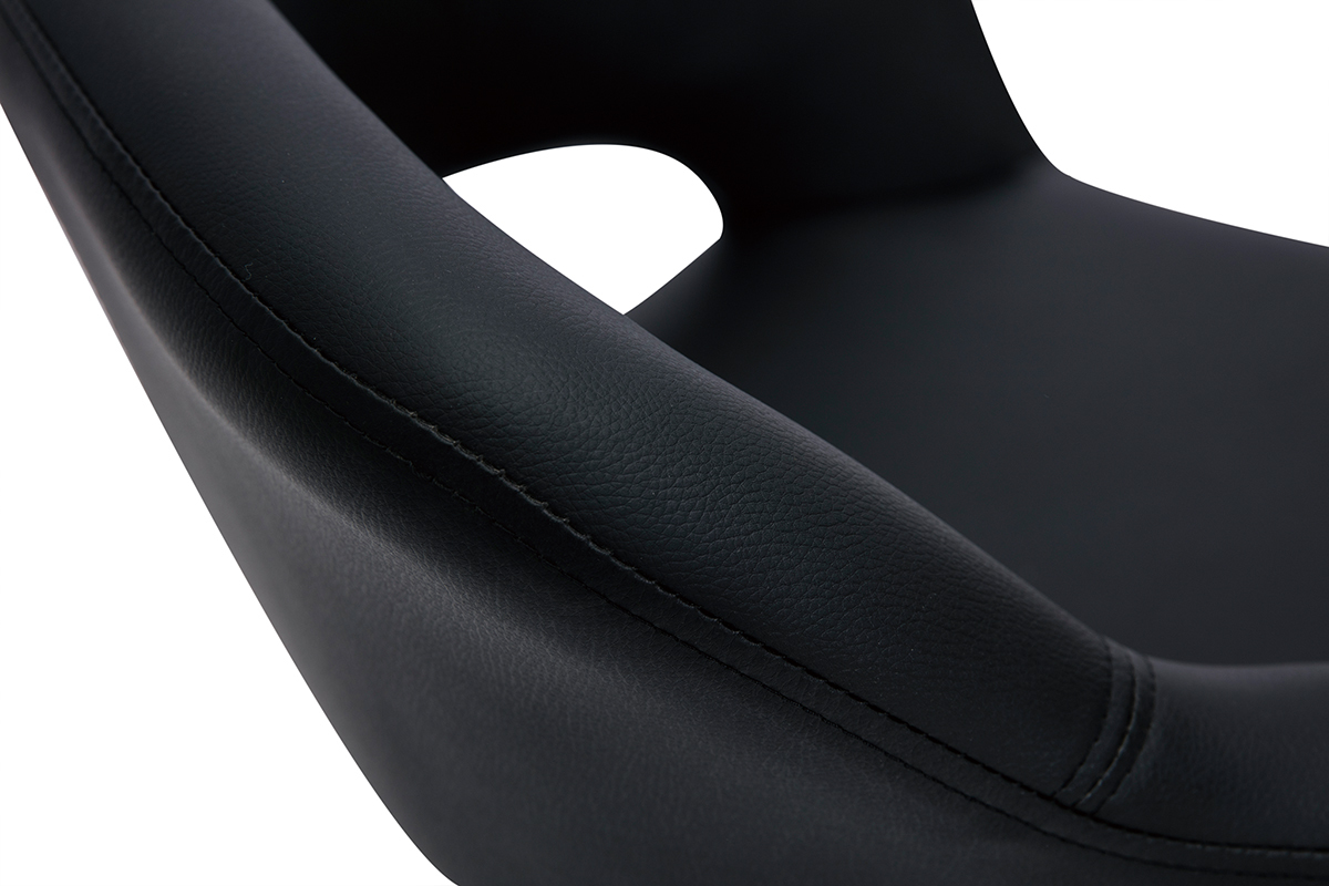 Chaise de bureau  roulettes design noir et acier chrom JESSY