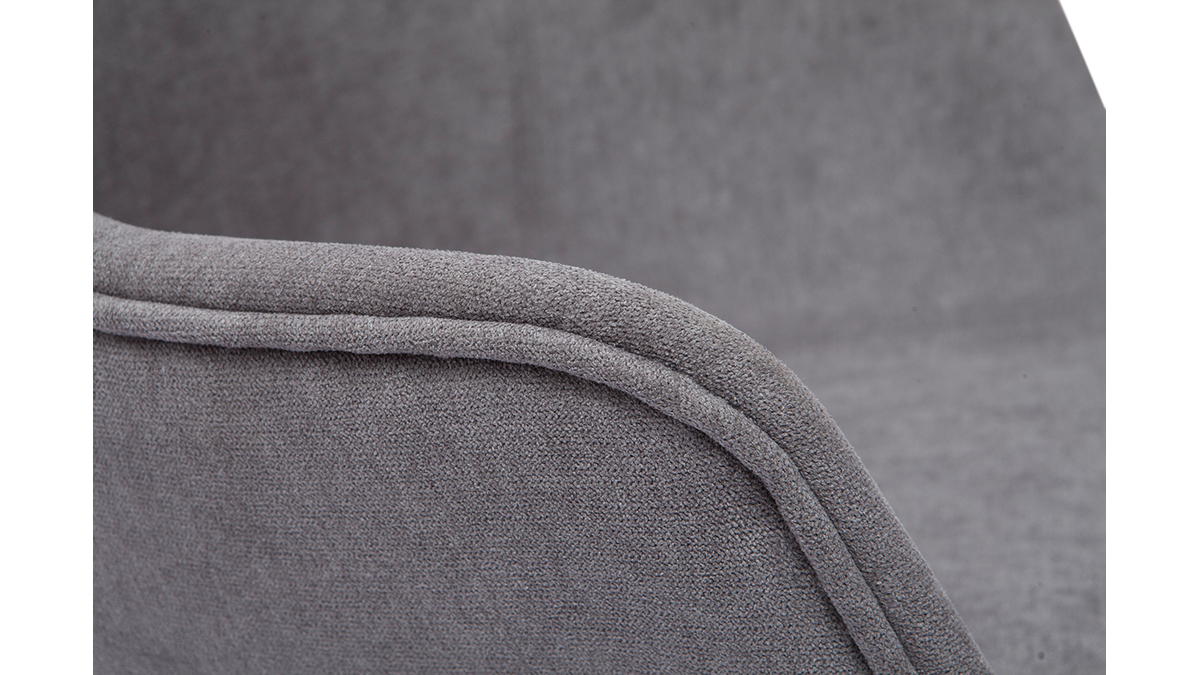 Chaise de bureau  roulettes en tissu effet velours gris et acier chrom AARON