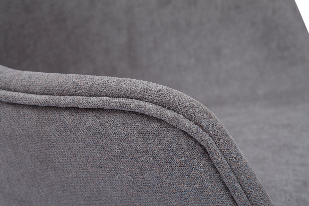 Chaise de bureau  roulettes en tissu effet velours gris et acier chrom AARON