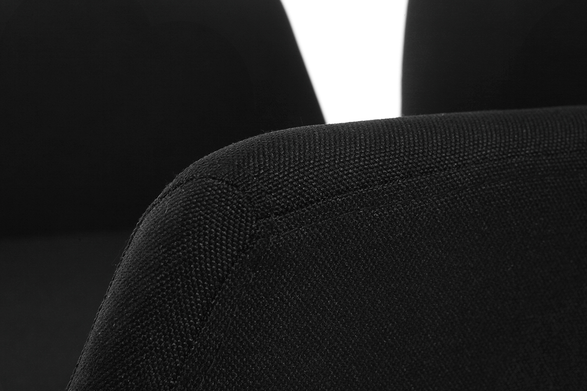 Chaise de bureau � roulettes en tissu noir et acier chrom� ARIEL