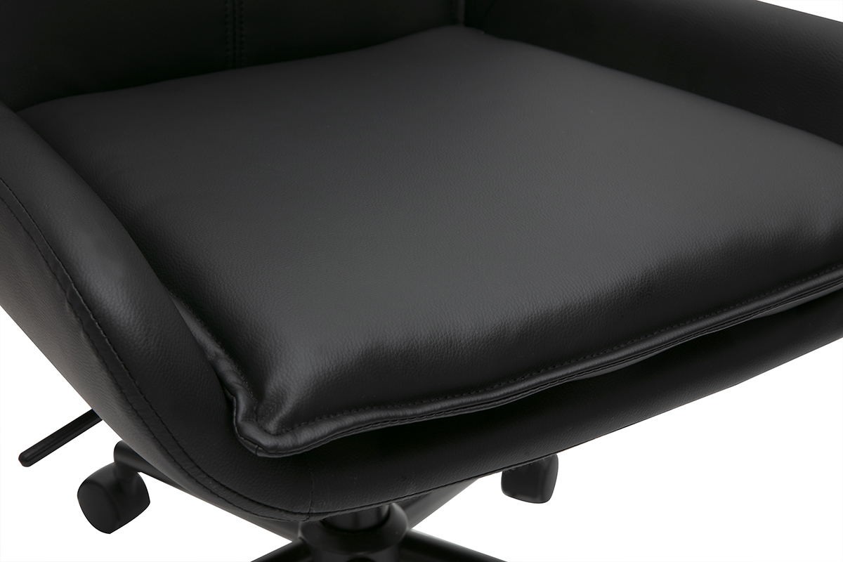 Chaise de bureau  roulettes noire et bois fonc BLAISE
