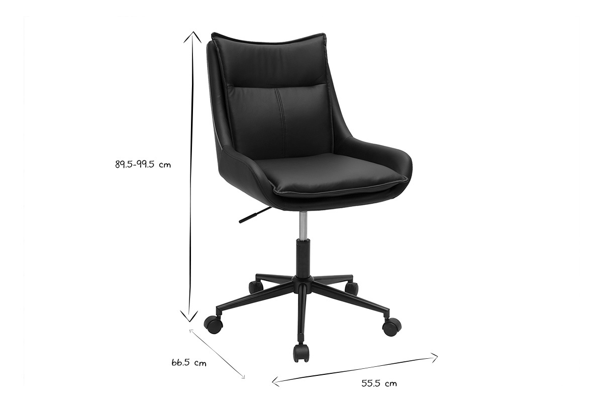 Chaise de bureau  roulettes noire et bois fonc BLAISE