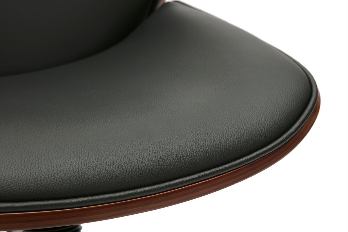 Chaise de bureau  roulettes noire et bois fonc DOUGLAS