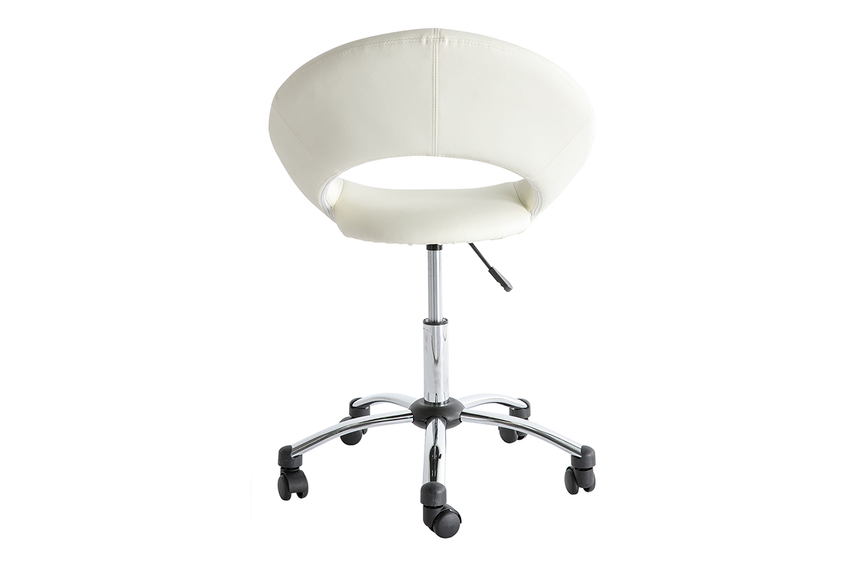 Chaise de bureau design blanc � roulettes PINTO