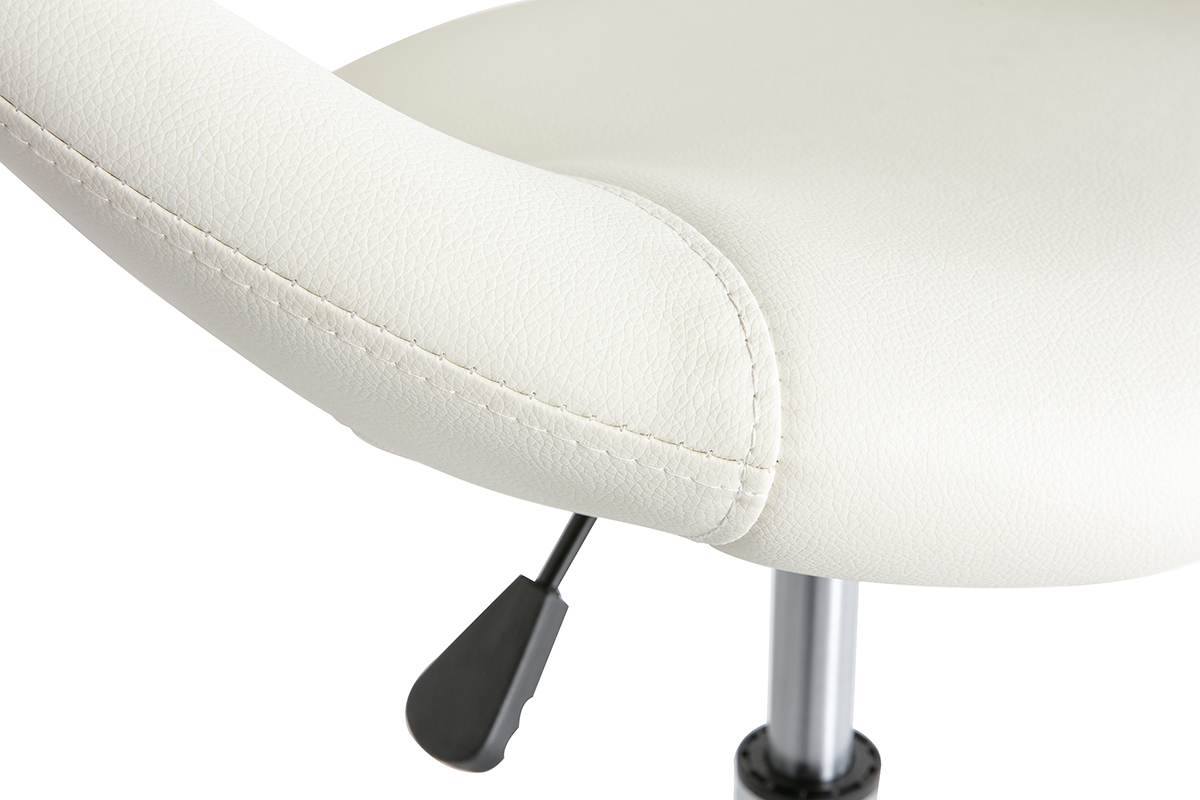 Chaise de bureau design blanc � roulettes PINTO