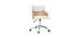 Chaise de bureau design blanche et bois clair avec coussin intégré MAYOL