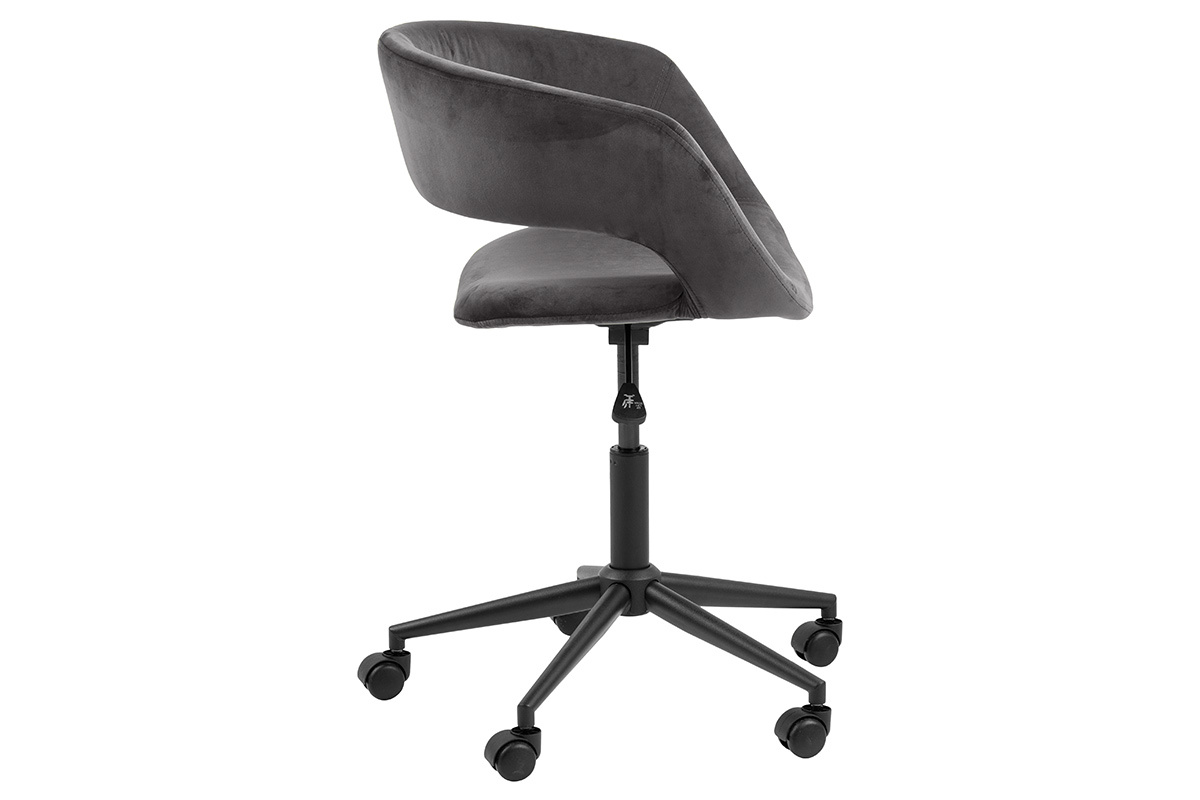 Chaise de bureau design en velours gris anthracite DRIFT