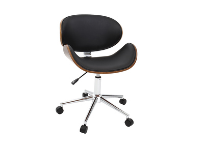 Chaise de bureau design noir et bois WALNUT