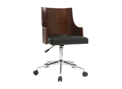 Chaise de bureau design PU noir et noyer MAYOL