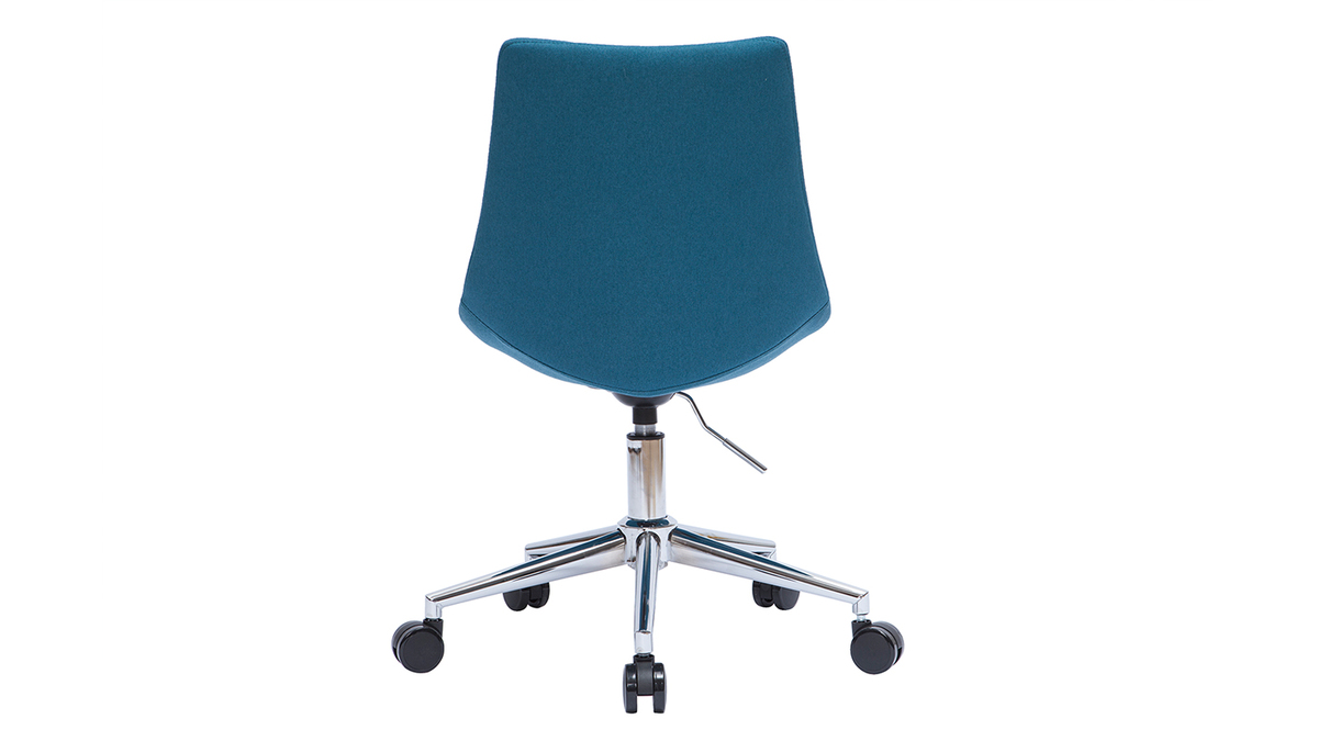 Chaise de bureau en tissu bleu canard et acier chrom MATILDE