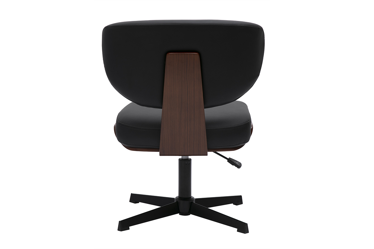 Chaise de bureau noire et bois fonc� noyer HANZ